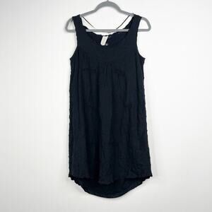 2/$30 ZARA Embroidered Meshed Cutout Dress Medium Black Round Hem #7282